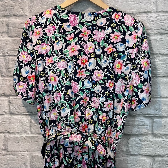 Vintage Talbots Size 10 Floral Print Button Up Belted Short Sleeve Maxi Dress - Picture 4 of 12